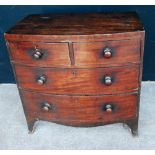 Victorian mahogany bowfront chest of small proportions fitted with two short and two long graduated