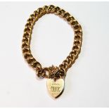 Gold hollow curb bracelet with padlock snap, '9ct', 10.3g.
