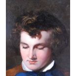 19TH CENTURY SCHOOL Portrait of a young man Oil on canvas, re-lined and cut down, 37cm x 32cm.