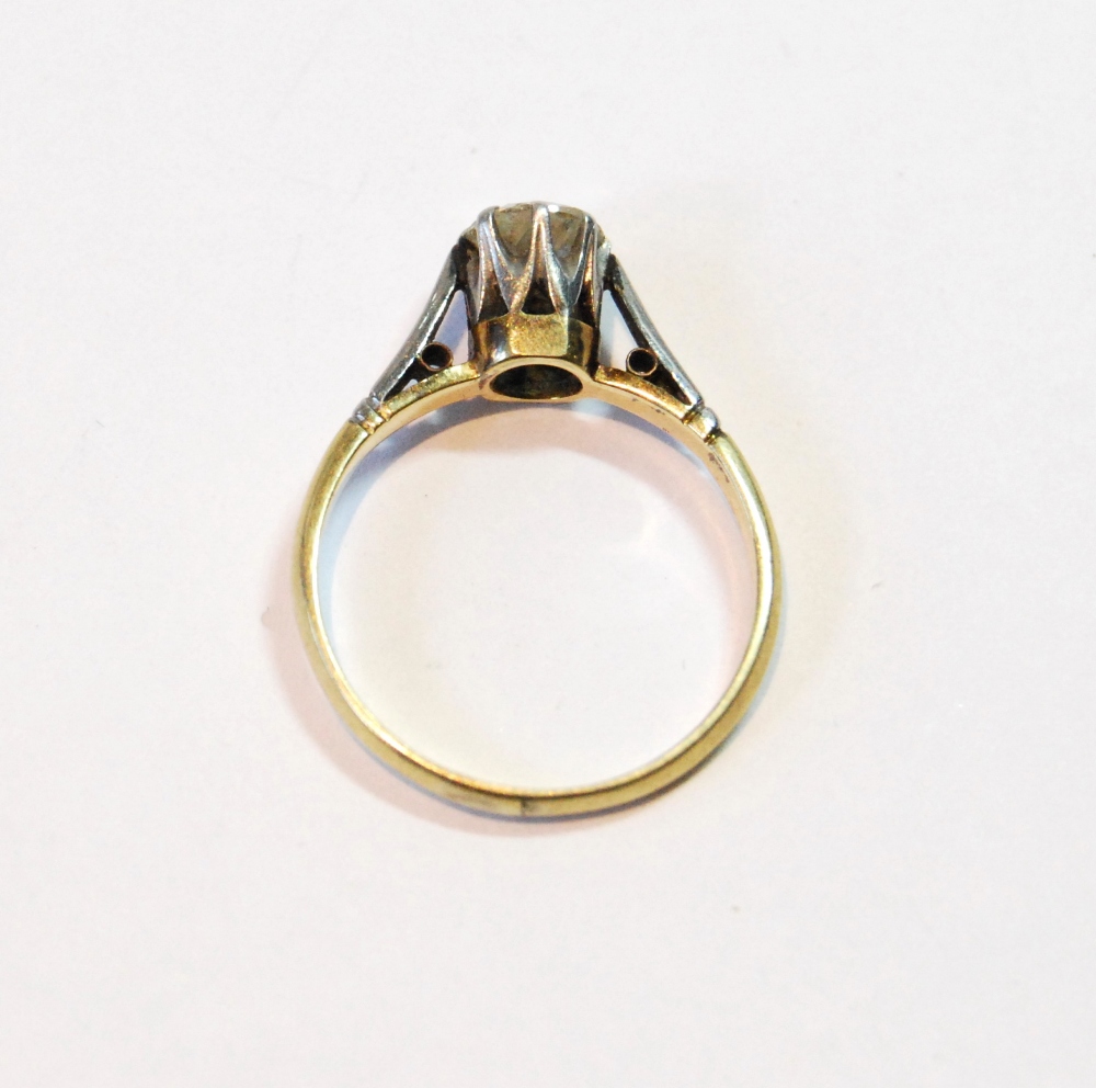 Diamond solitaire ring with old-cut brilliant, approximately .6ct. - Image 2 of 3