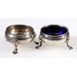 Pair of Georgian silver plain salts raised on pad feet, 1782/3.