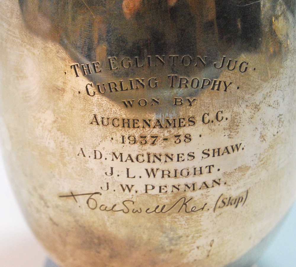 Silver plain mug of ovoid shape inscribed 'Eglinton Jug Curling Trophy...1937-8... - Image 2 of 3