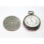 Charles II crown, 1680, and a silver Geneva watch.