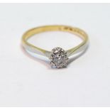 Diamond solitaire ring, the brilliant approximately .25ct, illusion-set, '18ct Plat', size M.