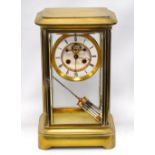 Brass mantel clock by George Farrar, Tunbridge Wells, with mercury pendulum,