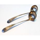 Pair of Scottish toddy ladles of typical slender shape by John Ziegler, Edinburgh, c. 1800.