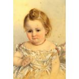 ISABEL NAFEEL Portrait of a young girl Signed and dated 1868, watercolour, oval, 35cm x 25.5cm.