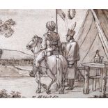 J.X. SCHMIDTS Napoleonic scene of soldiers Signed and dated 1815, ink and wash, 19cm x 26cm.