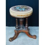 Victorian walnut revolving piano stool, makers KS & Co,