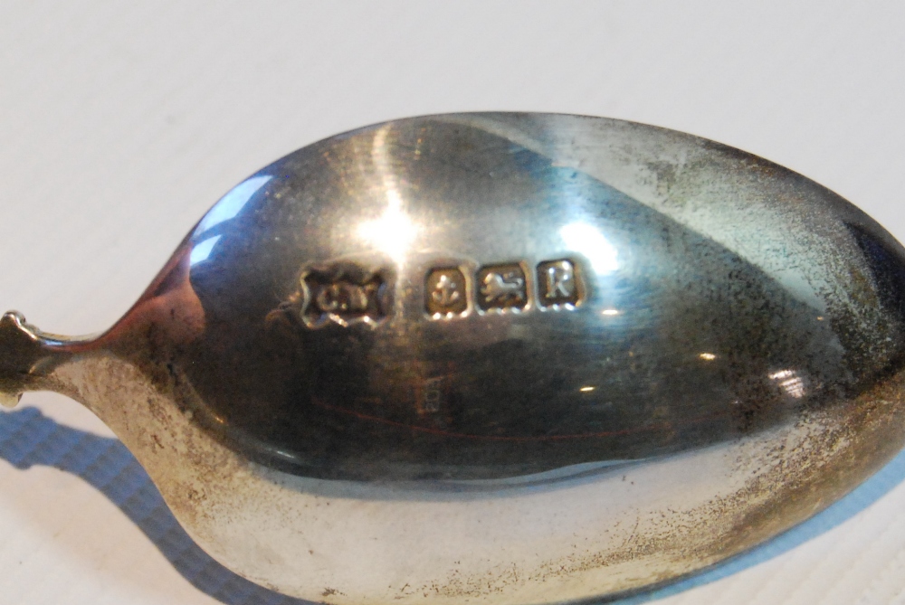 Set of six silver teaspoons with enamel terminals depicting golf, bowls, football, billiards, - Image 3 of 3