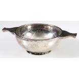 Silver quaich of typical plain form, inscribed, by Hamilton and Inches, 1982.