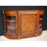 Victorian burr walnut and inlaid credenza,