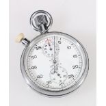 Lemania split-seconds stopwatch, chrome, the back with crow's foot, 'Patt 4 425/GG/61'.