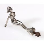 Silver radiator mascot of Art Deco style in the form of a woman with outswept arms by North London