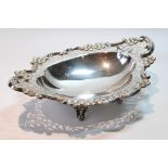 Silver oval fruit dish with florally embossed and pierced border, Birmingham 1903, 29cm, 16oz.