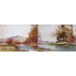 ARTHUR MILLS Riverscapes, a pair Signed lower left, watercolour, 25cm x 35cm.