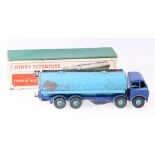 Dinky Toys 504 Foden 14 ton tanker, 1st type cab with dark blue cab and chassis, mid blue tanker,