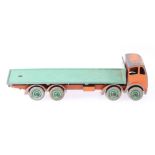 Dinky Toys 502 Foden flat truck, 2nd type cab with dull orange cab and chassis, green hubs and back,