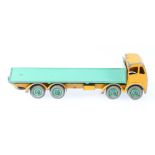 Dinky Toys 502 Foden flat truck, 2nd type cab with yellow cab and chassis, green hubs and back,