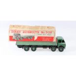 Dinky Toys 502 Foden flat truck, 1st type cab with dark green hubs, cab and back, silver flash,