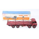 Dinky Toys 505 Foden flat truck with chains, 1st type cab with maroon cab, hubs and chassis,