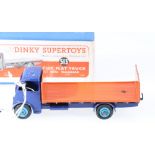 Dinky Toys 513 Guy flat truck with tailboard, 2nd type cab with blue cab and chassis,
