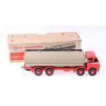 Dinky Toys 504 Foden 14 ton tanker, 1st type cab with red cab, hubs and chassis, silver flash,