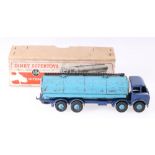 Dinky Toys 504 Foden 14 ton tanker, 1st type cab with dark blue cab and chassis, silver flash,