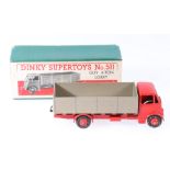 Dinky Toys 511 Guy 4 ton lorry, 1st type cab with red cab, chassis, wings and hubs, fawn back,