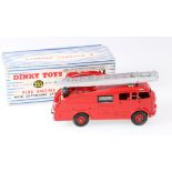 Dinky Toys 555 Commer fire engine with extending ladder, in striped Supertoy box.