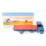 Dinky Toys 513 Guy flat truck, 1st type cab with blue cab and chassis, mid blue grooved hubs,