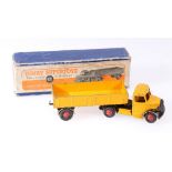 Dinky Toys 521 Bedford articulated lorry with yellow body, black wings, red hubs, Supertoys to base,