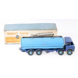 Dinky Toys 504 Foden 14 ton tanker, 1st type cab with dark blue cab and chassis, mid blue tanker,