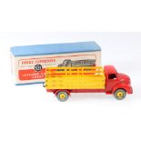 Dinky Toys 531 Leyland Comet lorry with body, with red cab and chassis, yellow back and hubs,