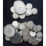 United Kingdom. Collection of silver coins. Pre 1920. 100g. Pre- 1947 34.5g.