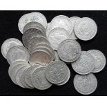 United Kingdom. Collection of pre-1947 silver florins. 334.3gm.