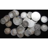 United Kingdom. Small collection of pre-1920 silver coins. 54.2g.