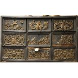 Napoleonic era sea chest or campaign with and arrangement of six drawers,