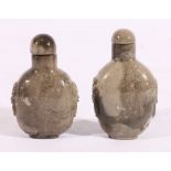 Two Chinese hardstone snuff bottles, of flattened ovoid form, 6.