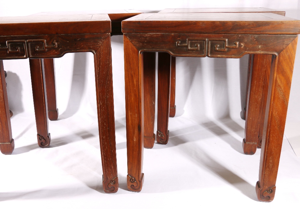 Set of four late 19th century and early 20th century hardwood tables,