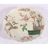 Early 19th century Chinese famille verte Kakiemon style dish of fluted form,