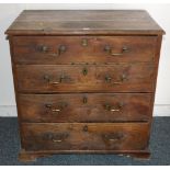 Early 19th century oak and pine chest of drawers, the rectangular top with moulded edge,