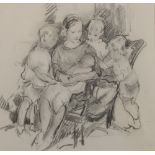 DOROTHY JOHNSTONE (1892-1980) Mother with Children Signed pencil sketch,