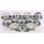 Set of four Chinese late 19th/early 20th century blue & white cups and saucers,