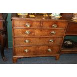 George III oak chest of drawers, two over three drawers, 105 x 98 x 54.