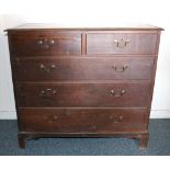 19th century oak chest of drawers, the rectangular top with moulded edge,