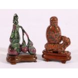 Hardstone triple gourd shaped snuff bottle and stand,