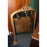 Victorian gilt overmantel mirror, 127 wide x 143 high.