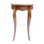 19th century walnut and rosewood French style lamp table with gilt metal mounts, 74cm.