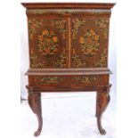 Early 18th century Dutch oyster veneer and marquetry inlaid cabinet on stand,